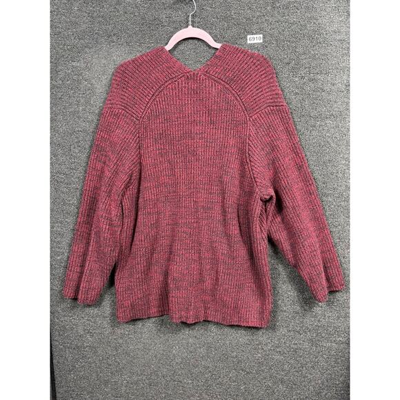 Urban Outfitters Sweater Womens Medium Red Black V Neck Knit High Low Hem - Picture 2 of 8